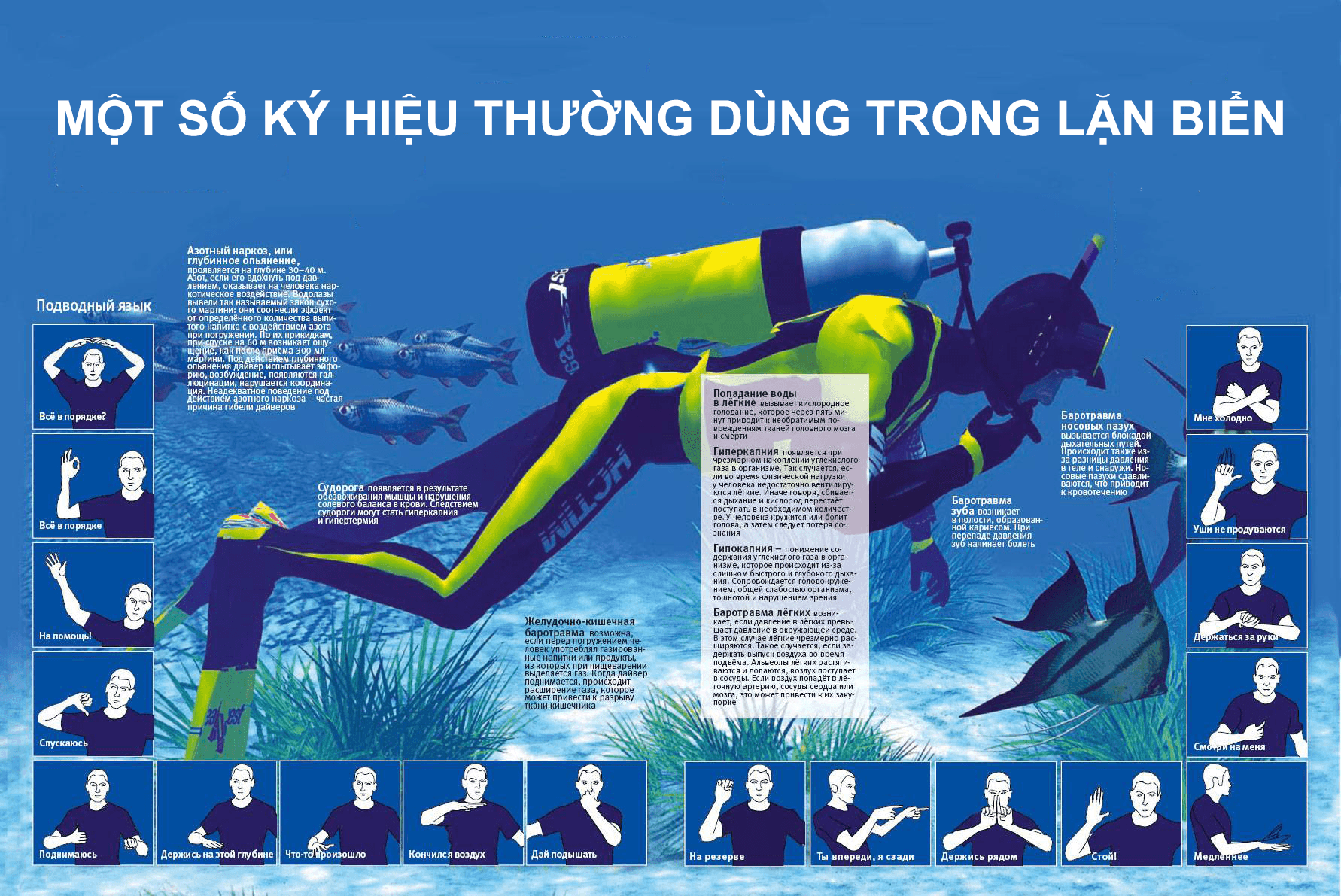 Những ký hiệu thường dùng khi lặn biển